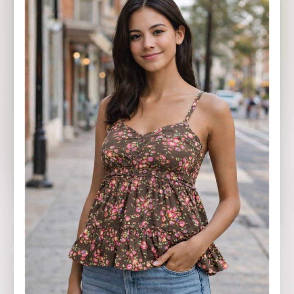 Matilda Jane New With Tags Brown Floral Top Size XL Tank Top Style Cottagecore